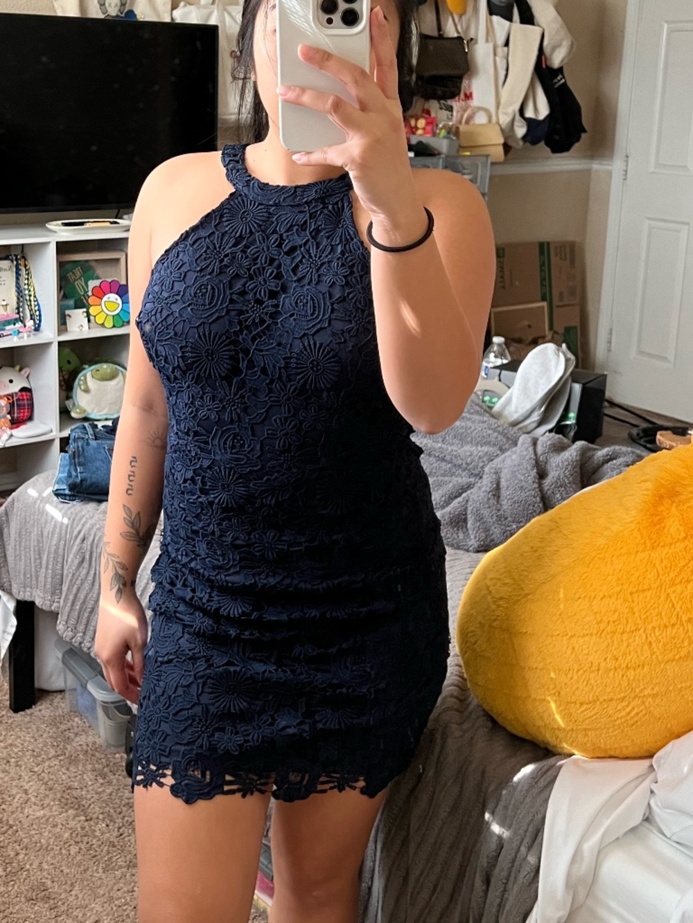 navy blue halter dress lulus
